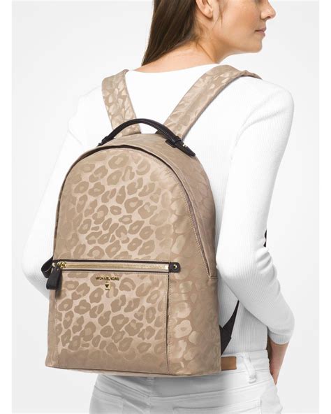 michael kors nylon leopard backpack|Michael Kors large nylon backpack.